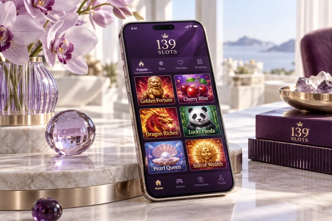 139 Slots app ဖုန်းဖန်သားပြင်ပေါ်ရှိ slot game interface အနီးကပ်ပုံ
