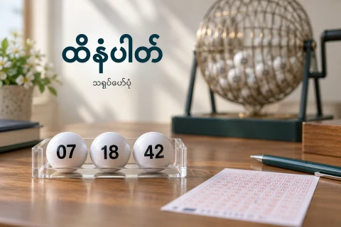 ထီဘောလုံးနှင့် နမူနာလက်မှတ်ပါ သရုပ်ဖော်ပုံ