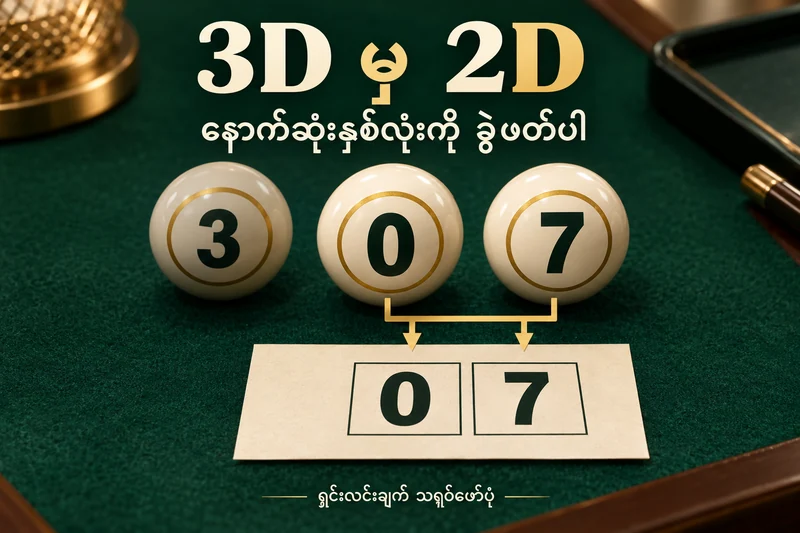 ထီဂဏန်းဘောလုံး 3၊ 0၊ 7 မှ နောက်ဆုံးနှစ်လုံး 07 ကို သီးခြားရွေးပြထားသော သရုပ်ဖော်ပုံ